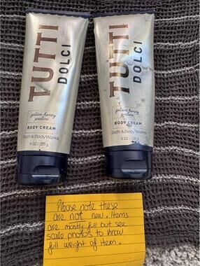 2 Bath & Body Works TUTTI DOLCI GOLDEN HONEY PRALINE Body Cream 8 oz (READ PHOTO